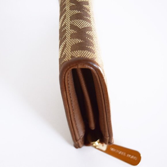 Michael Kors Beige Jet Set Travel Signature Canvas and Leather Three Quarter-Zip - Picture 6 of 15